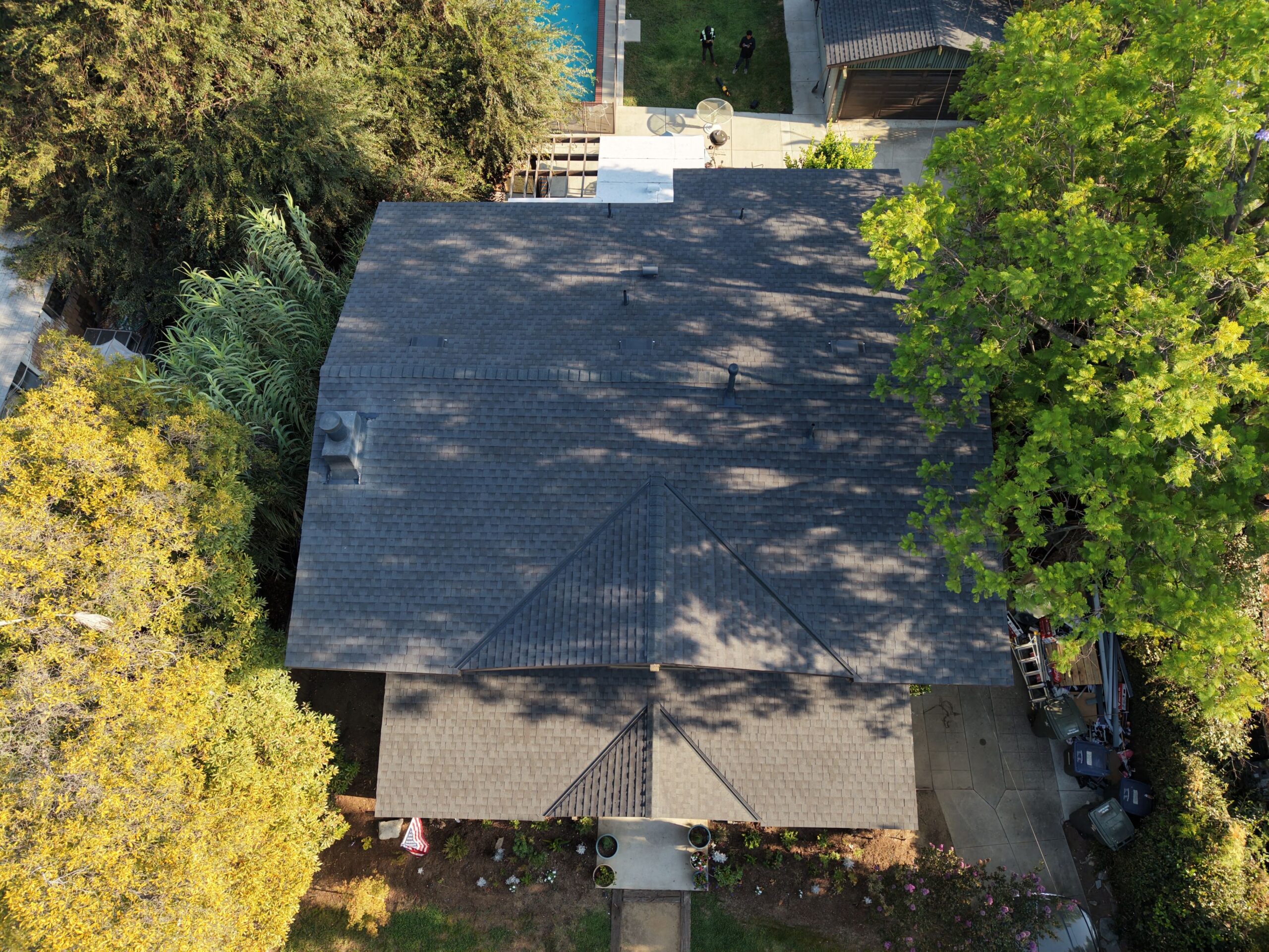 Asphalt shingle roof installation in Pasadena, CA by Green Ladder Roofing, a GAF Master Elite roofing contractor
