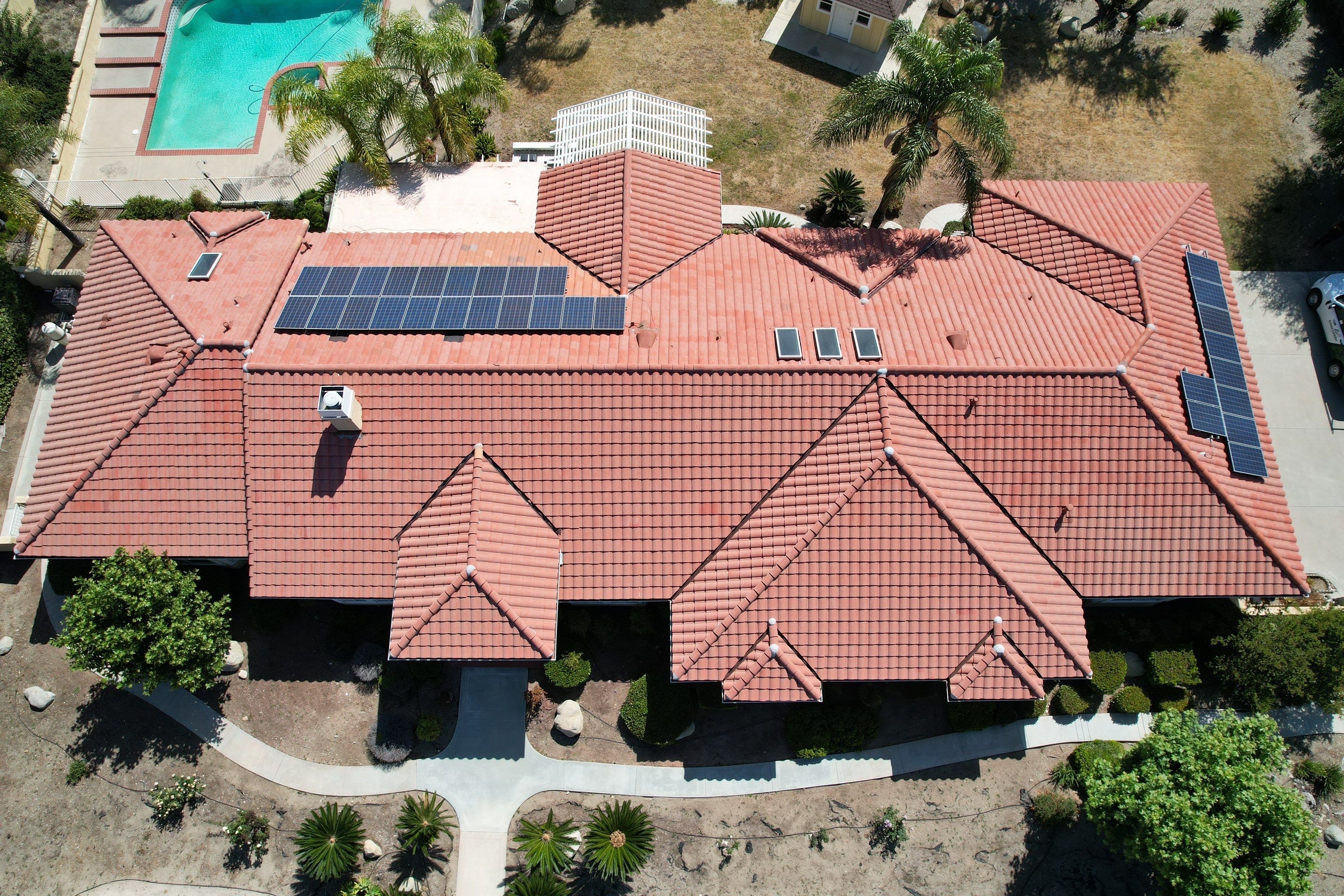 Clay tile roof installation on a San Marino estate by Green Ladder Roofing, a GAF Master Elite roofing contractor
