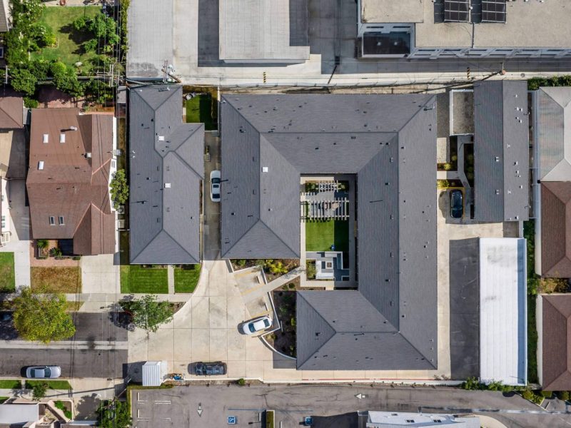 glendale asphalt shingle roof aerial complex by Green Ladder Roofing, a GAF Master Elite roofing contractor