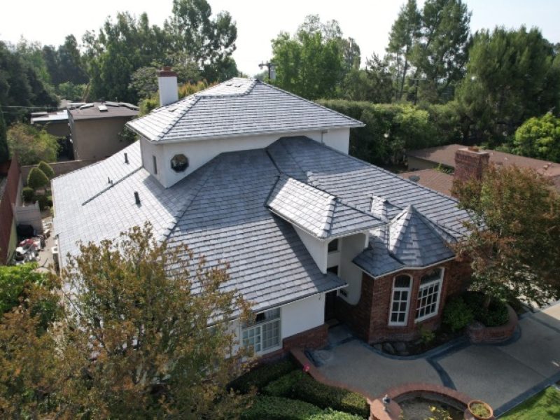 Synthetic slate roof installation in La Cañada Flintridge, CA by Green Ladder Roofing, a GAF Master Elite roofing contractor